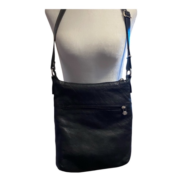 The Trend black leather thin profile crossbody. Italian made - Picture 2 of 16